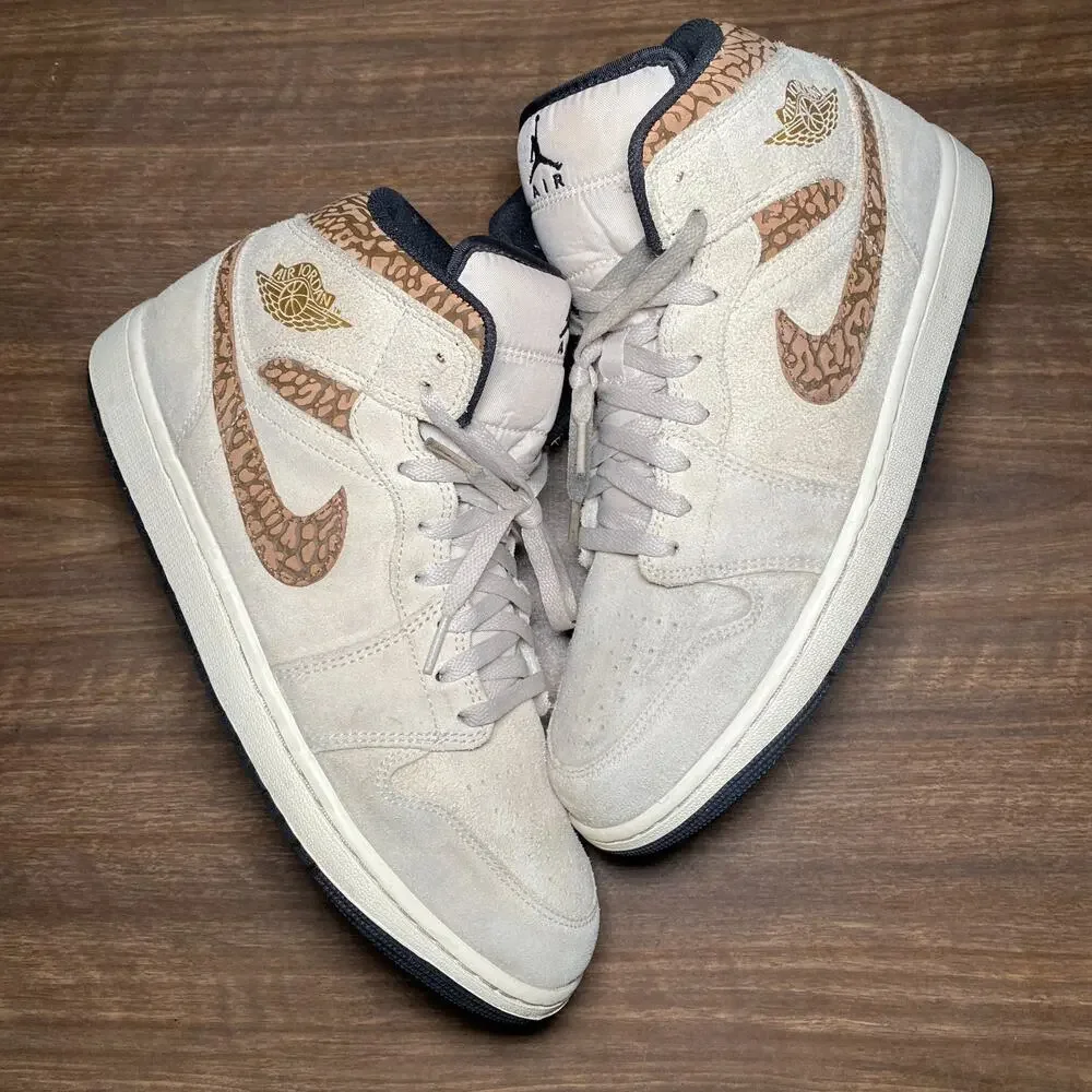 Men's Nike Air Jordan 1 Mid SE Orewood Brown Elephant Shoes Size 12 (DZ4129-102)